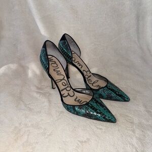 Sam Edelman Green Snakeskin Shoes Heels Pumps  Size 9